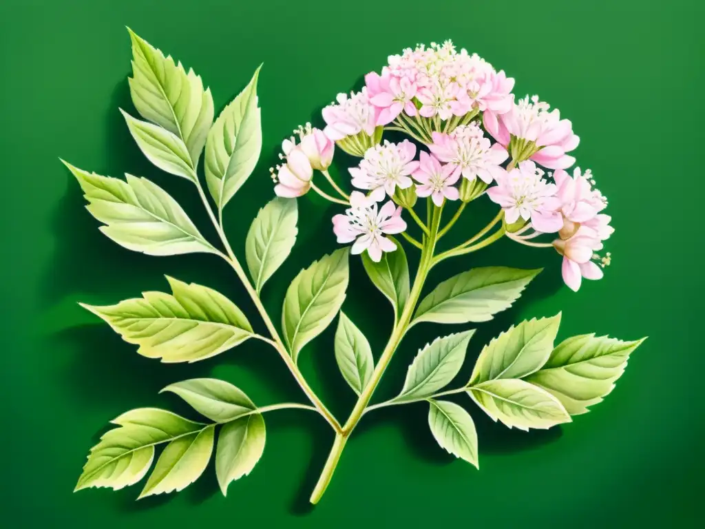 Acuarela serena de la Valeriana en flor, transmitiendo calma y sanación natural