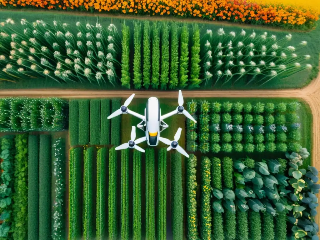 Un campo exuberante de plantas medicinales se extiende hasta el horizonte