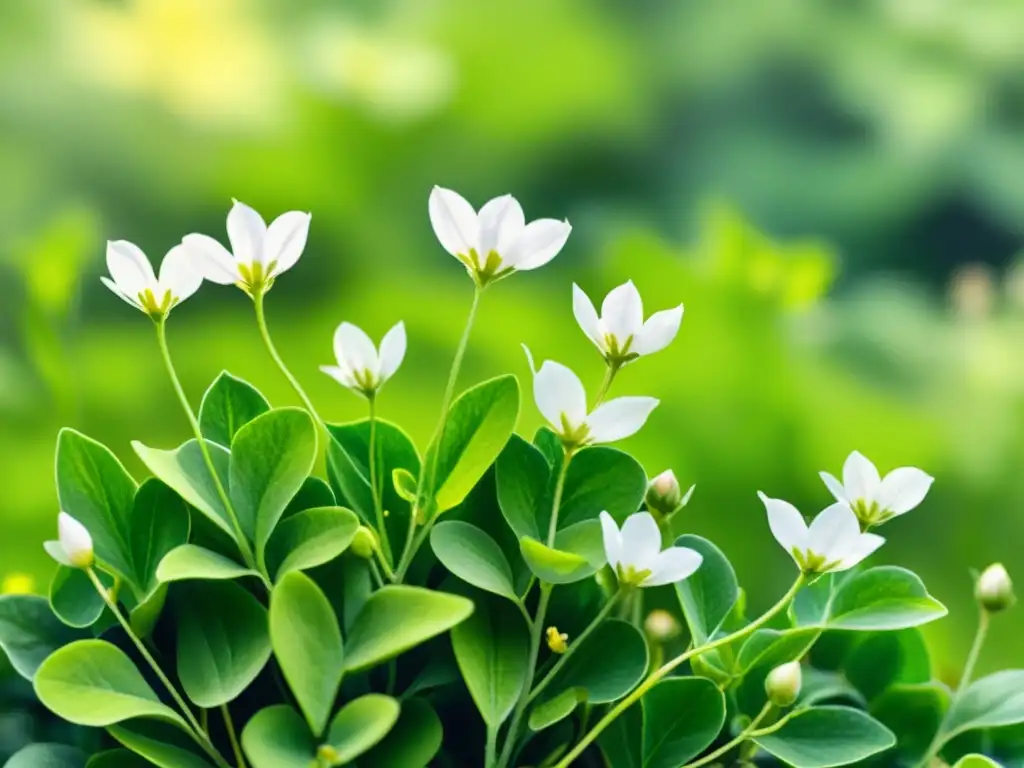 Un campo exuberante con Bacopa Monnieri en plena floración