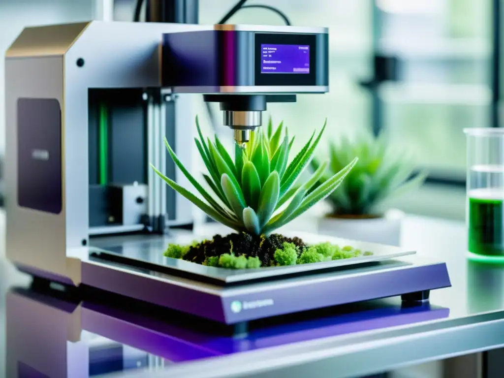 Producción de compuestos medicinales mediante impresión 3D de tejidos vegetales, con detalles científicos y artísticos