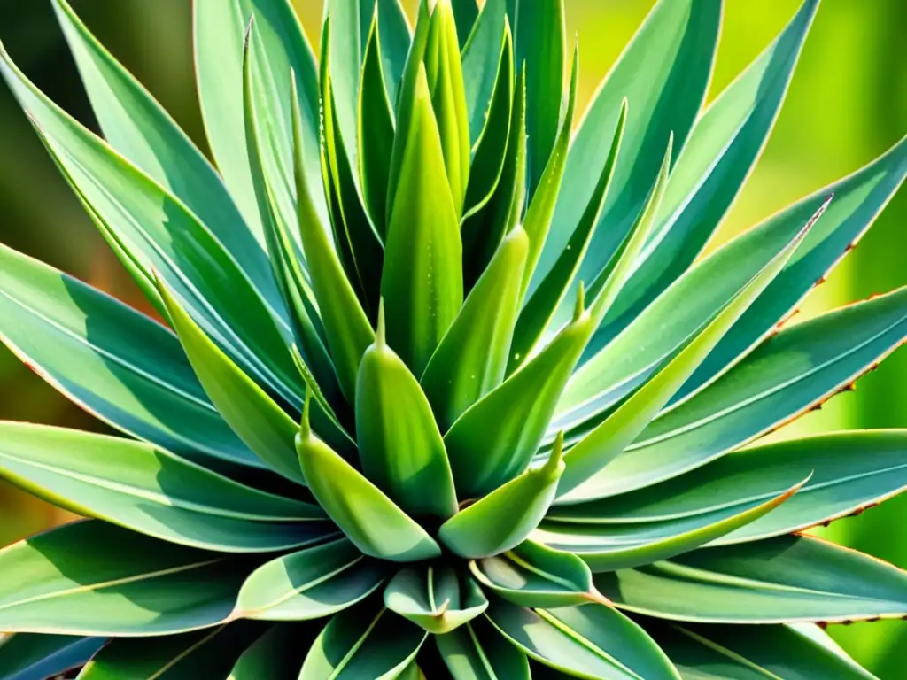 Detallada acuarela de un exuberante aloe vera, con hojas verdes y jugoso interior