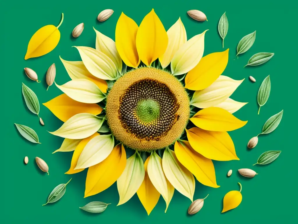 Detallada acuarela de semillas de girasol resalta beneficios salud cerebro