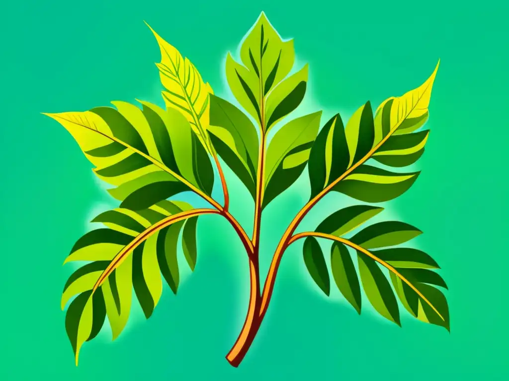 Detallada ilustración acuarela de exuberante planta verde