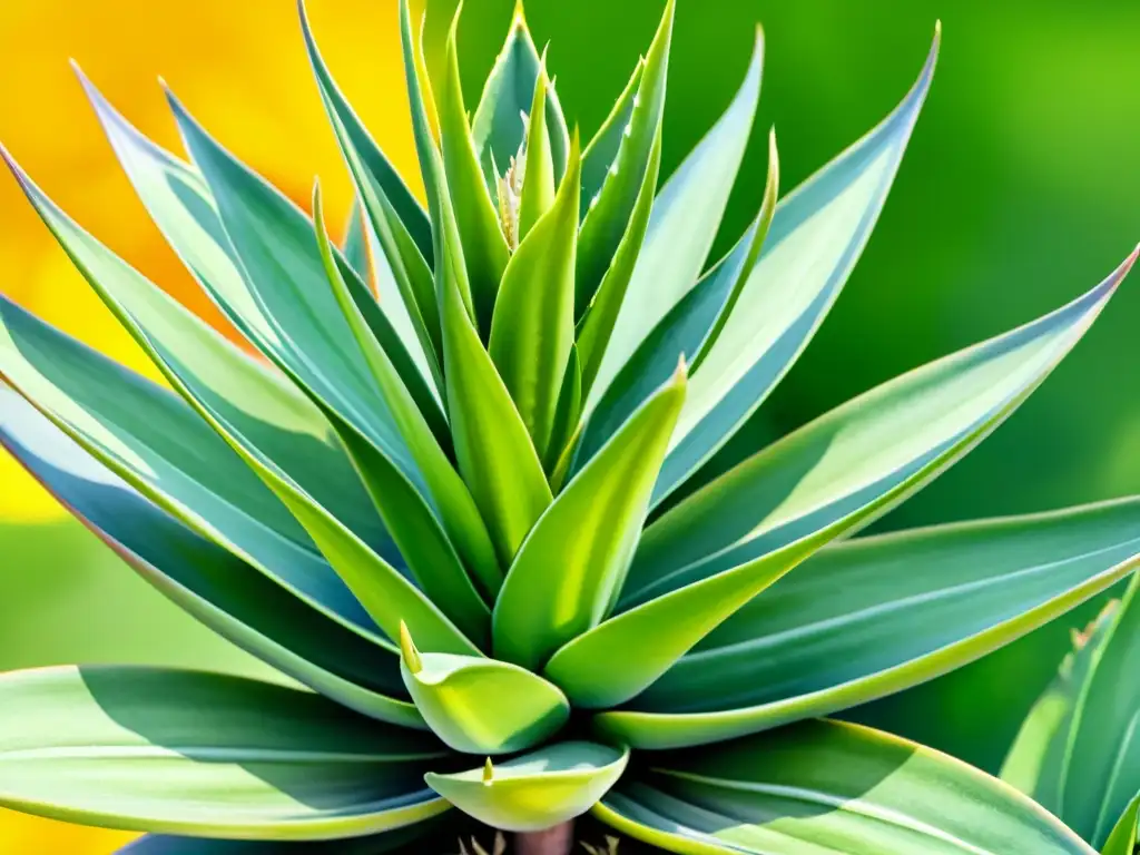 Un detallado dibujo en acuarela de una exuberante planta de sábila, con hojas verdes vibrantes y detalles intrincados de su textura