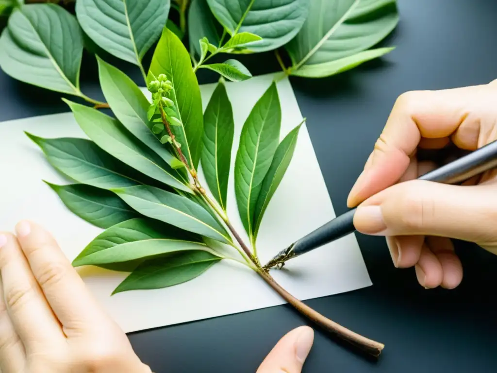 Detalle de acuarela: Injertos en plantas medicinales beneficios