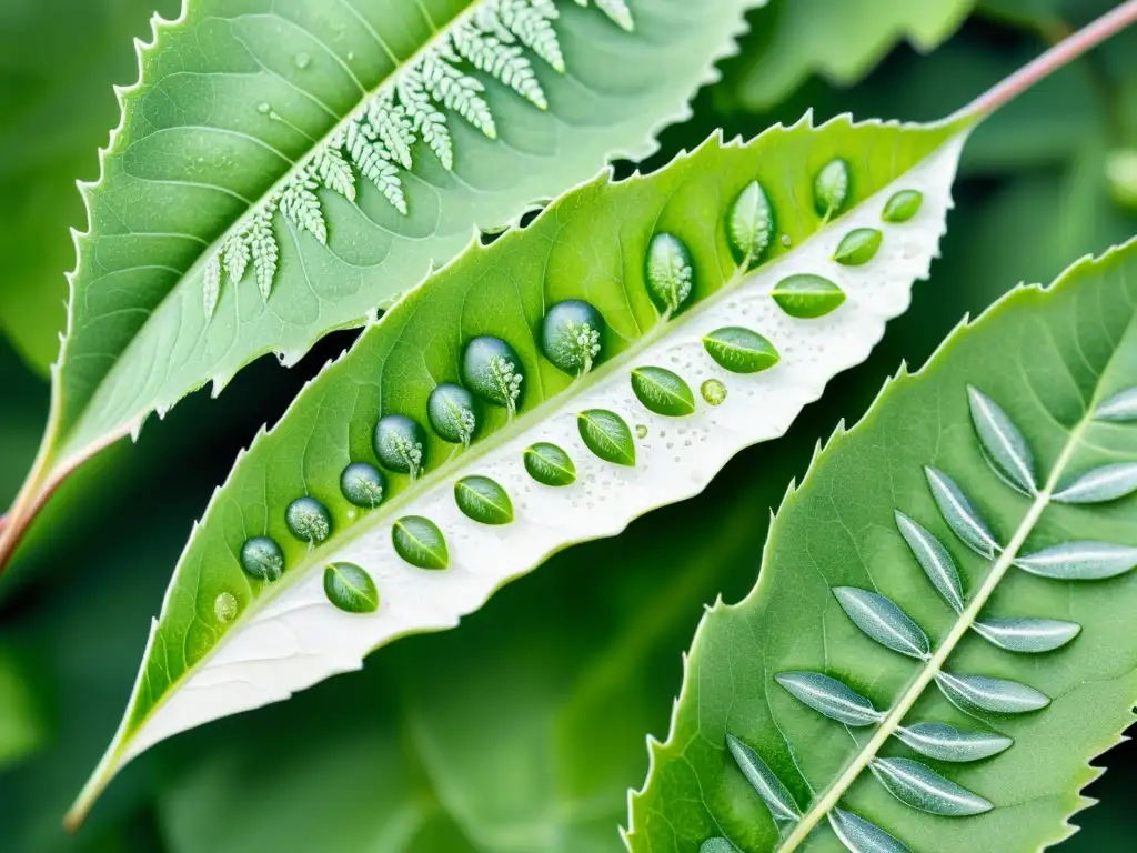 Detalle acuarela de hoja con mosca blanca