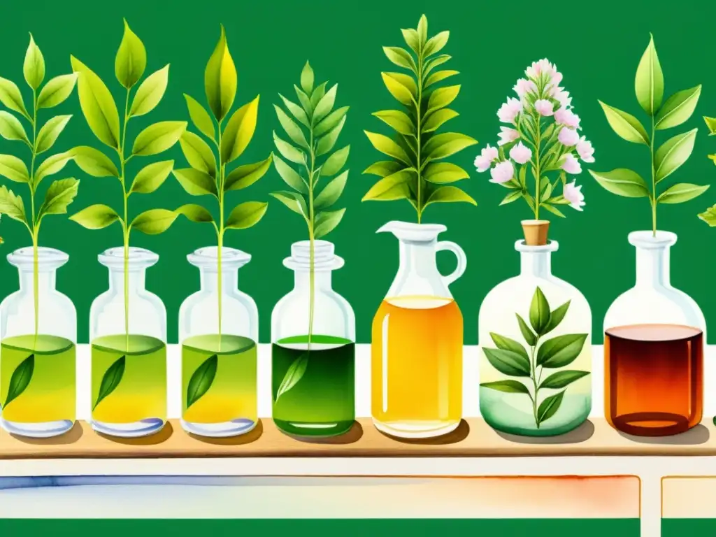 Detalle de plantas aromáticas y proceso de extracción de aceites esenciales puros y sintéticos