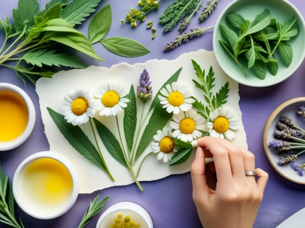 Elaboración artesanal de supositorios herbales beneficiosos con hierbas naturales como manzanilla, lavanda y eucalipto