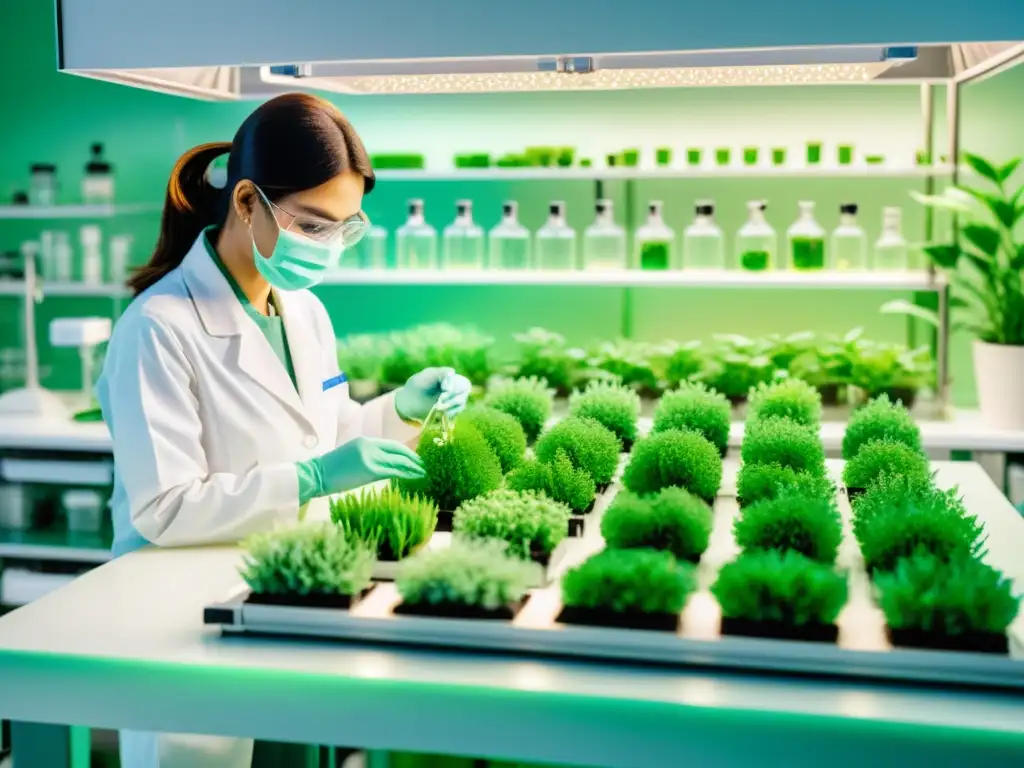 Expertos cuidan con precisión cultivos de plantas medicinales en laboratorio, mostrando desafíos del cultivo de tejidos en plantas medicinales