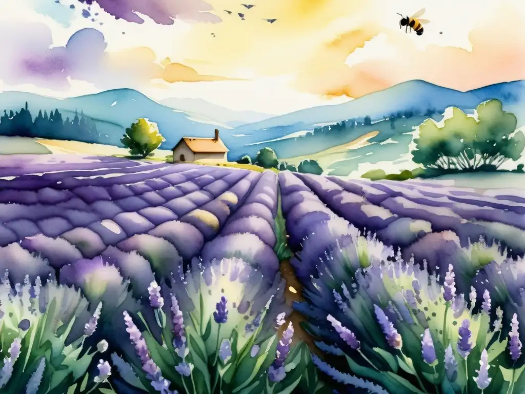 Un exuberante campo de lavanda con flores moradas vibrantes que se extienden hasta donde alcanza la vista