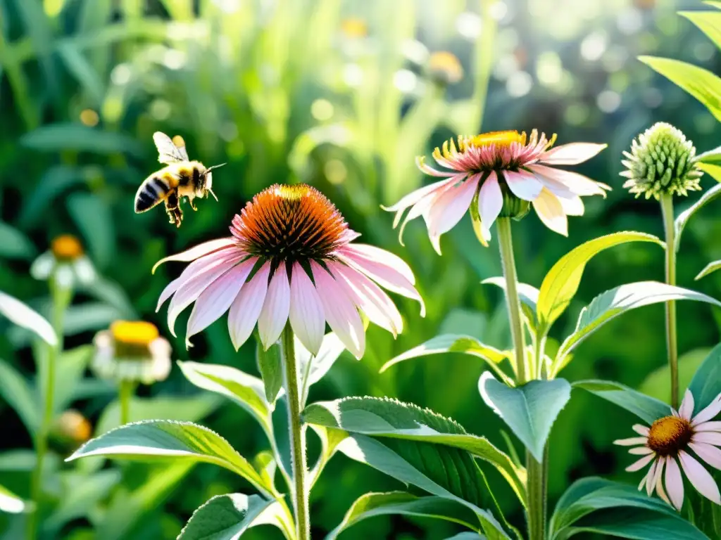 Un exuberante jardín de plantas medicinales en acuarela detallada