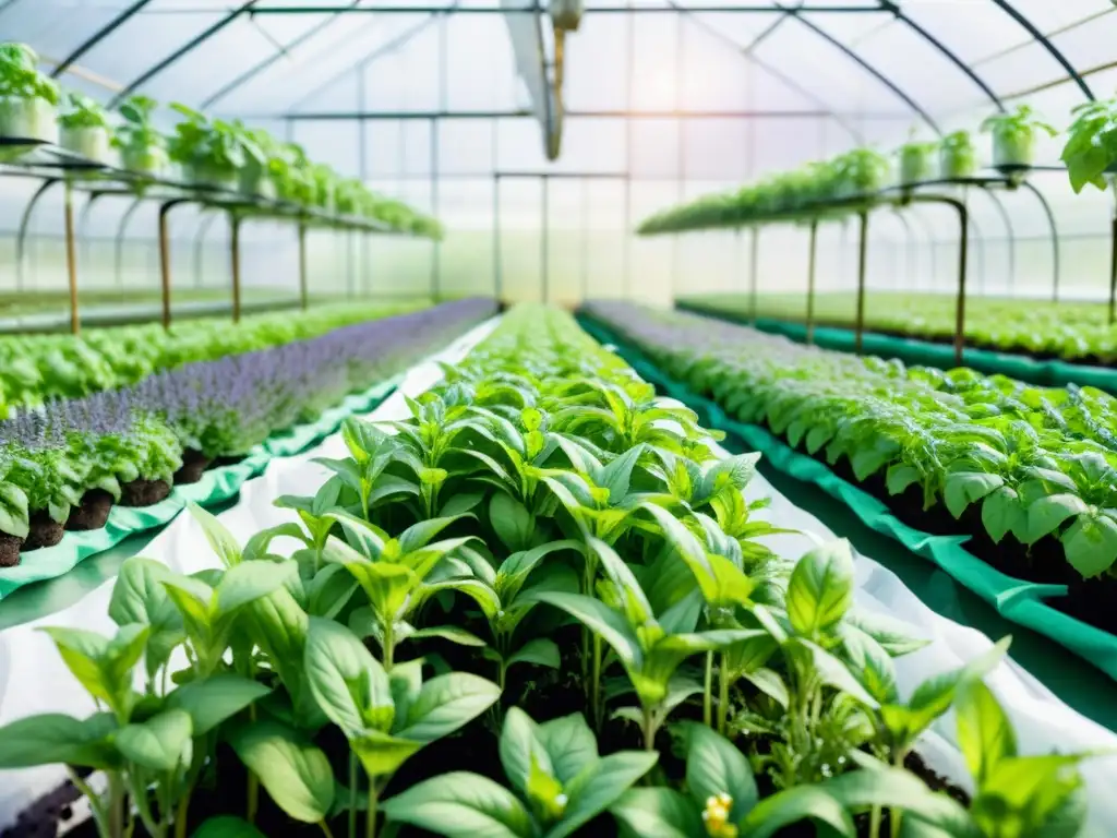 Un exuberante jardín hidropónico con plantas medicinales en acuarela, bañado por luz solar