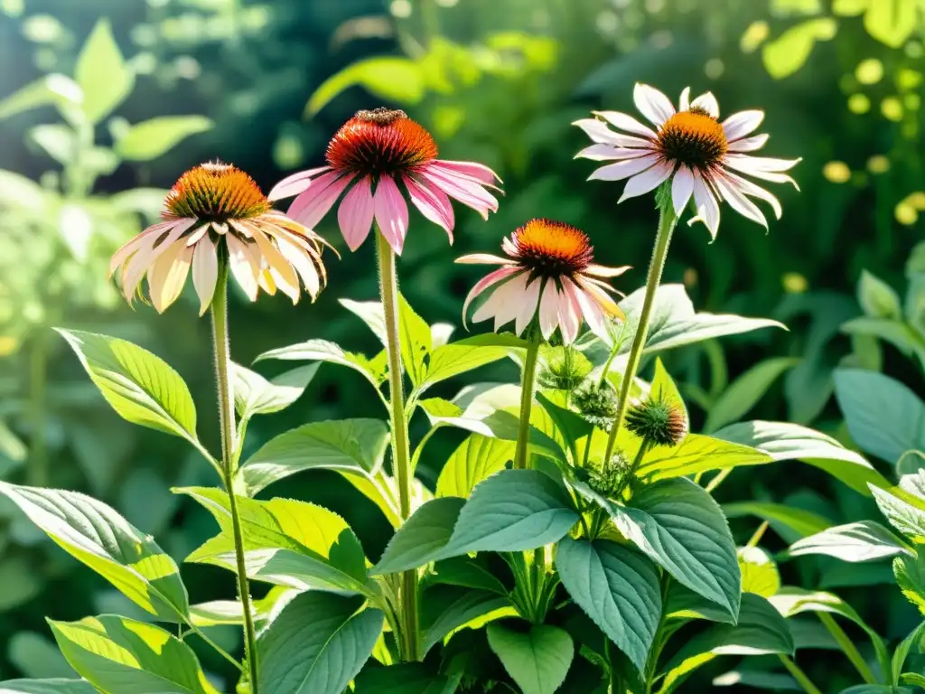 Un jardín exuberante con plantas medicinales en acuarela detallada