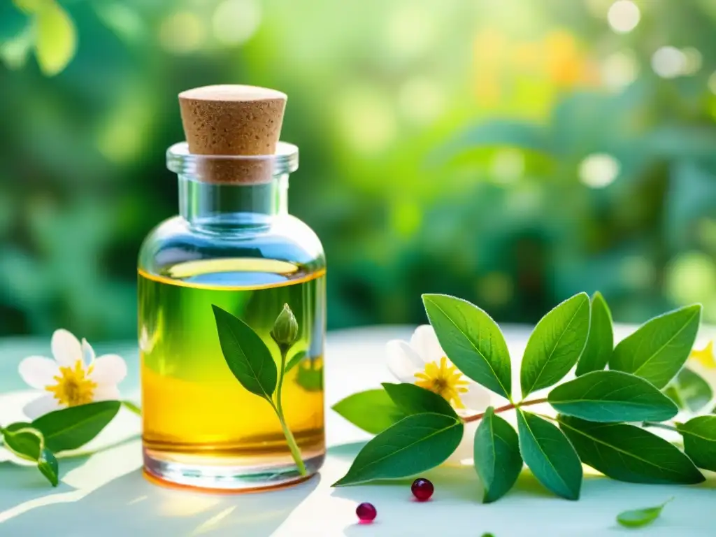 Jardín herbal en acuarela: serum antioxidante y belleza natural Un hermoso jardín herbal en acuarela con un serum herbal antioxidante para rostro, resplandeciendo vida y frescura botánica