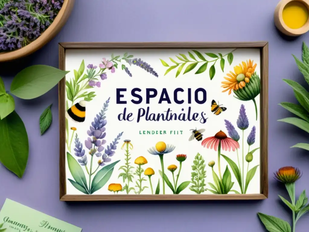 Un hermoso jardín de plantas medicinales con colores vibrantes y una atmósfera cálida
