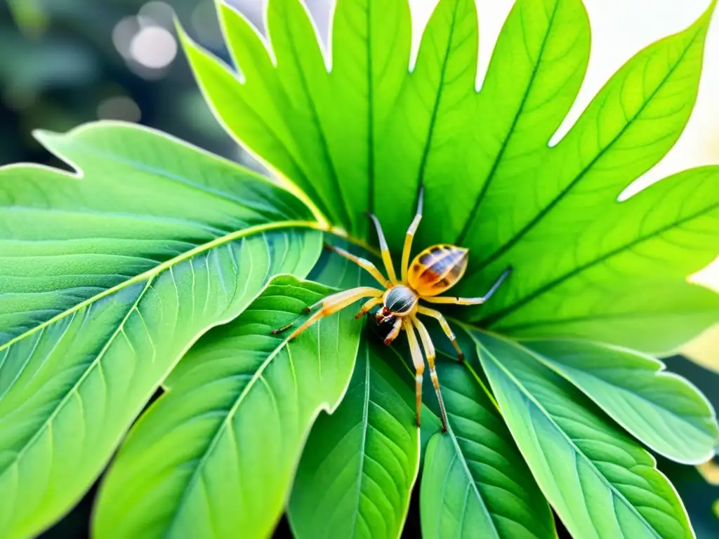 Una ilustración detallada en acuarela de una planta verde vibrante con hojas, venas y pelitos, con matices de luz y sombra