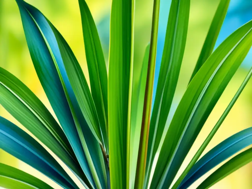 Una ilustración detallada en acuarela de una vibrante planta de limoncillo, con colores ricos y variados que capturan la frescura y vitalidad