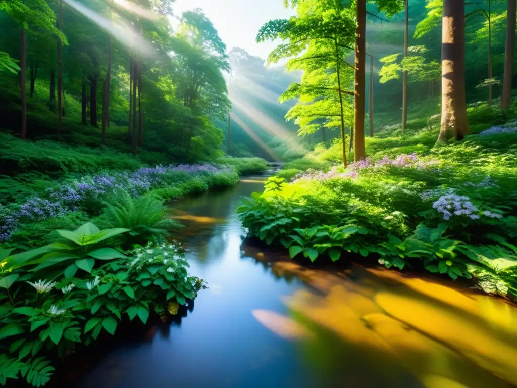 Imagen de un exuberante bosque con plantas medicinales, reflejando la sostenibilidad y el impacto ambiental