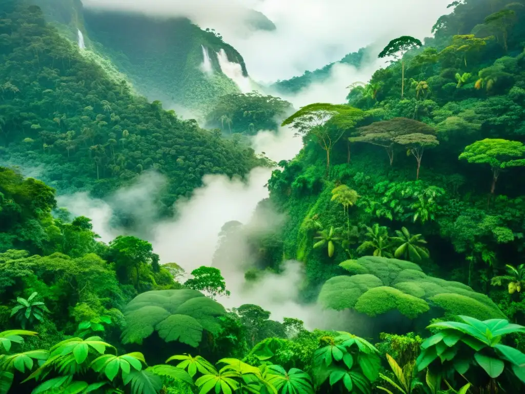 Imagen de la exuberante selva amazónica con nativos cosechando guayusa, reflejando beneficios y tradiciones de la guayusa en su entorno natural