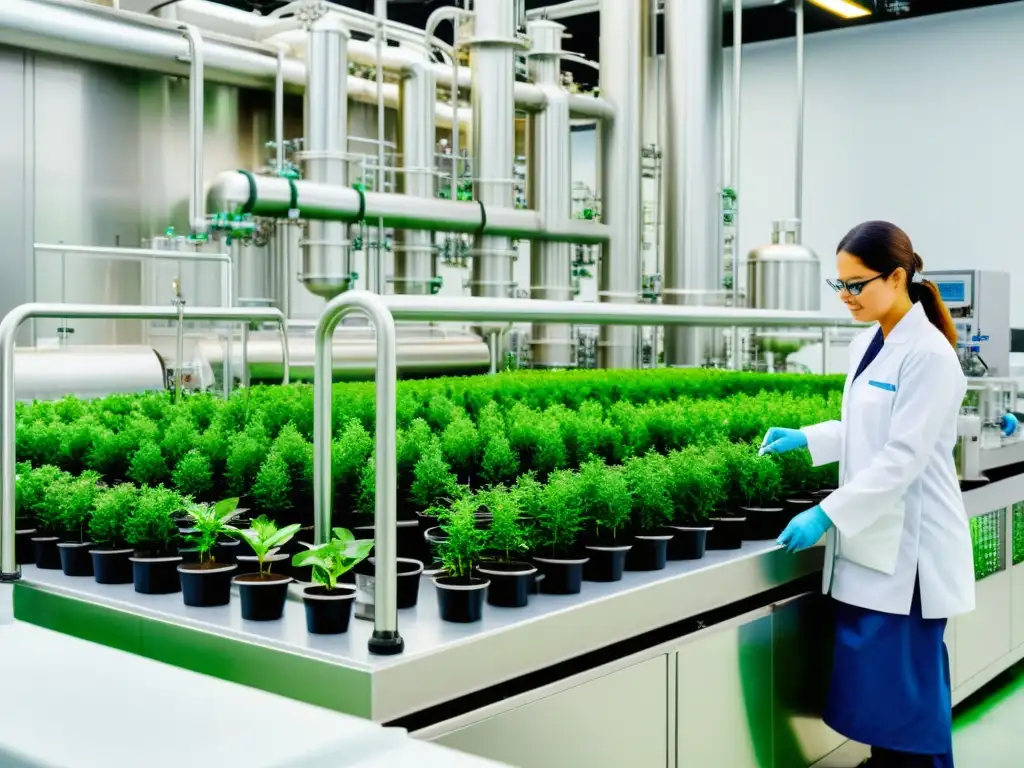 Una instalación de biorreactores de vanguardia en armonía con la naturaleza, produciendo extractos de plantas