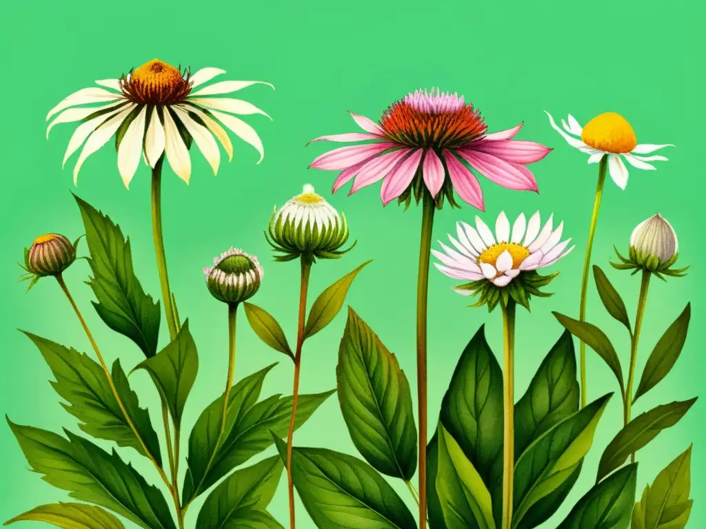 Ilustración acuarela de plantas medicinales reguladas en la Unión Europea, capturando su belleza y significado medicinal en un jardín exuberante