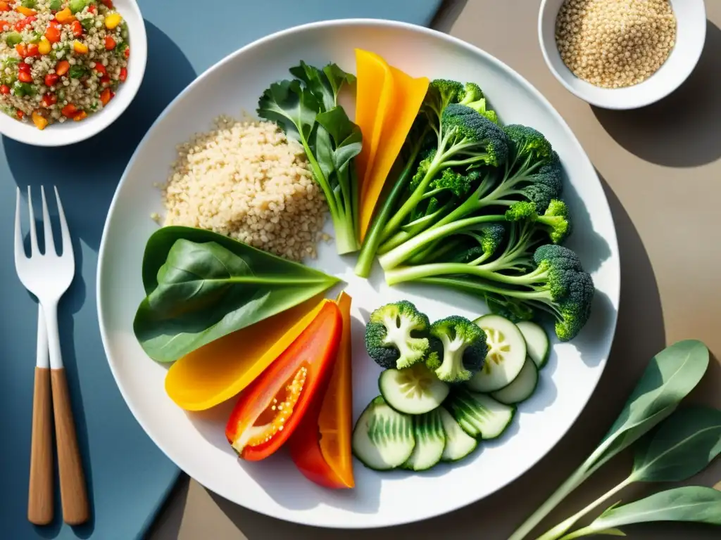 Plato yinyang con comida equilibrada: beneficios plantas medicinales dieta macrobiótica