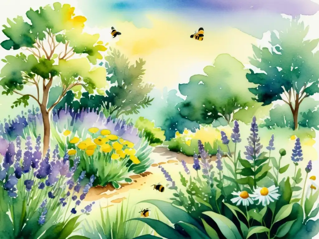 Un sereno jardín de plantas medicinales con detalles exquisitos, invitando a sumergirse en aplicaciones terapéuticas plantas medicinales