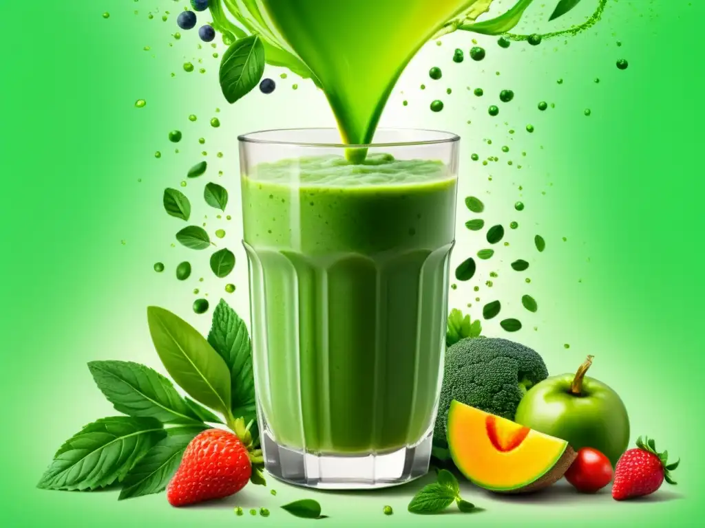 Vibrante ilustración acuarela de un batido verde saludable, rebosante de frescura y beneficios para la salud