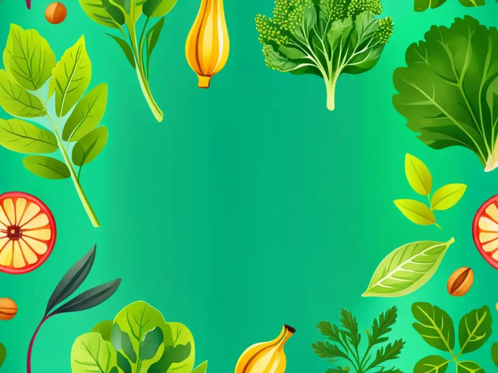 Vibrante ilustración acuarela de vegetales y semillas ricas en omega 3