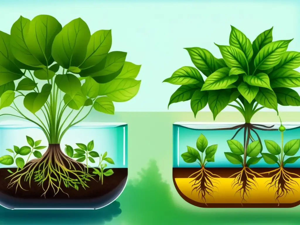 Comparación visual de sistemas hidropónicos: recirculación vs sistema abierto, ilustrando las ventajas y consideraciones de cada método